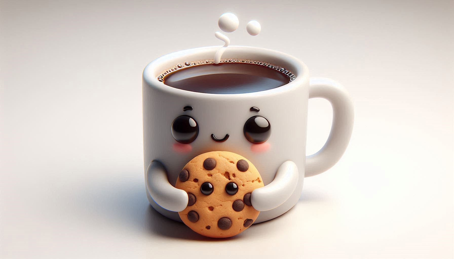 Pack custom mockup 4 - Cute Coffee Mug Hugging Cookie With Steam And Smile