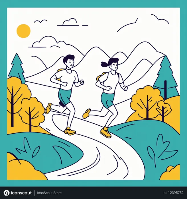 Free A Couple Jogging In Nature  AI Image