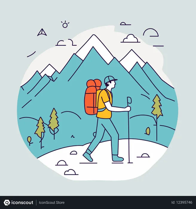 Free A Hiker In The Mountains  AI Image