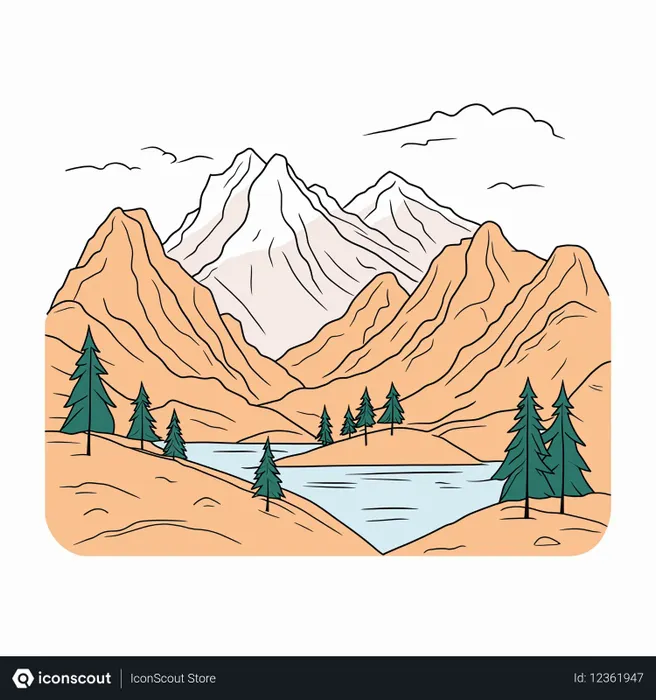 Free A Mountain Landscape With A Lake  AI Image