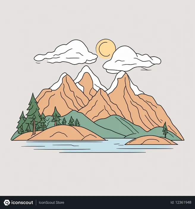Free A Mountainous Landscape With A Lake  AI Image