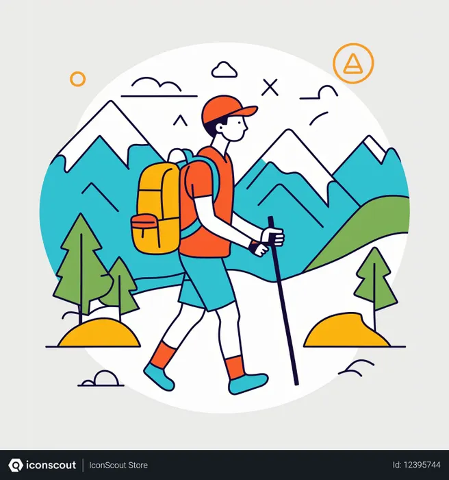 Free A Person Hiking In The Mountains  AI Image