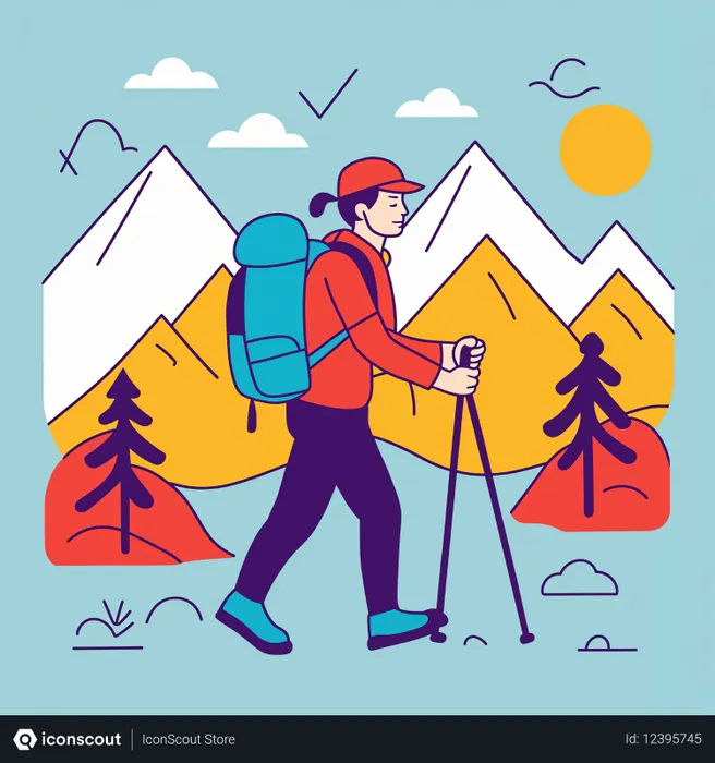 Free A Person Hiking In The Mountains  AI Image