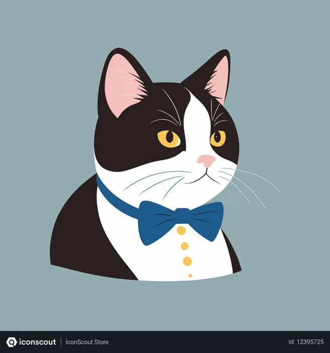 Free A Tuxedo Cat In A Bow Tie  AI Image