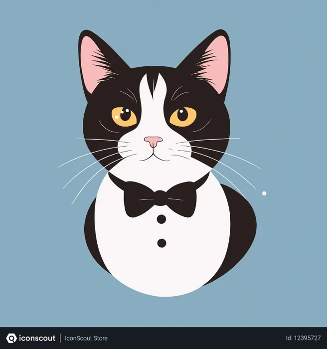 Free A Tuxedo Cat Wearing A Bow Tie  AI Image