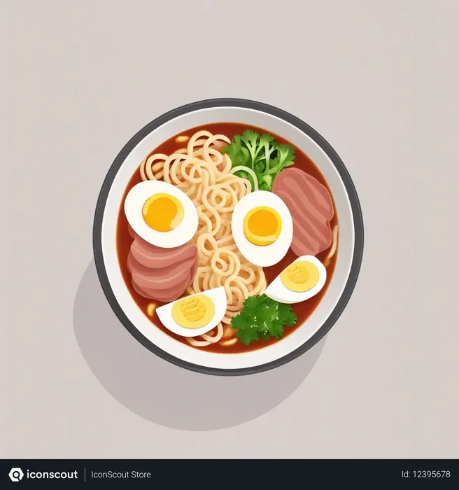 Free AI Uma tigela de ramen com ovos e carne  Imagem