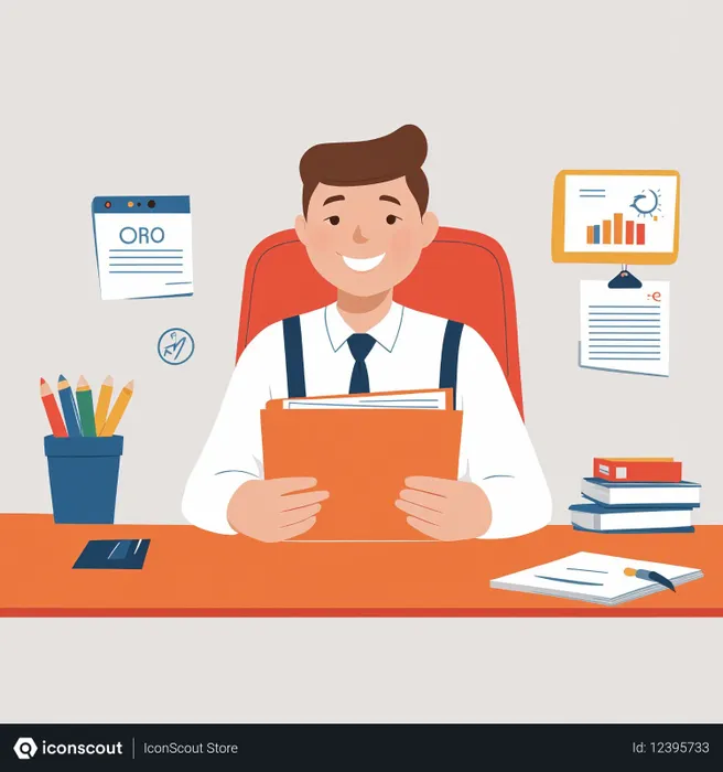 Free Businessman At His Desk  AI Image