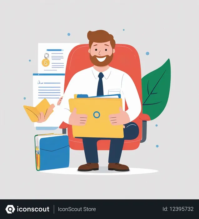 Free Businessman With Files In An Office Setting  AI Image