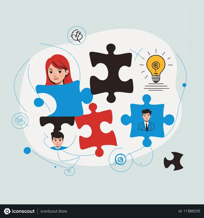 Free Employees working together in solving problem  AI Image
