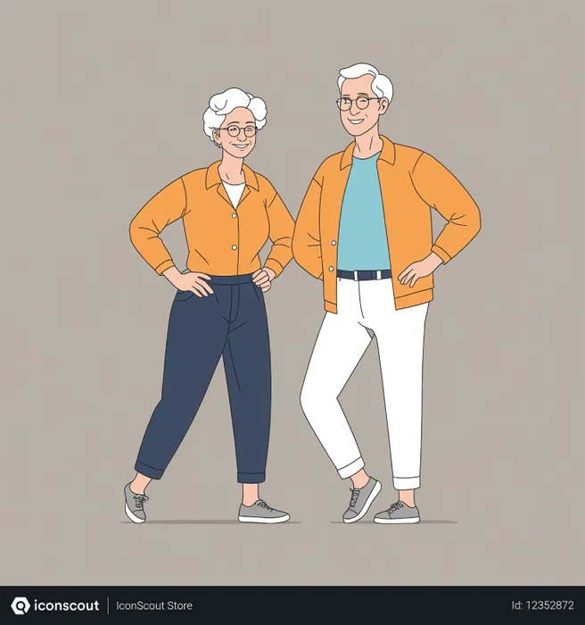 Free Happy Elderly Couple Posing  AI Image