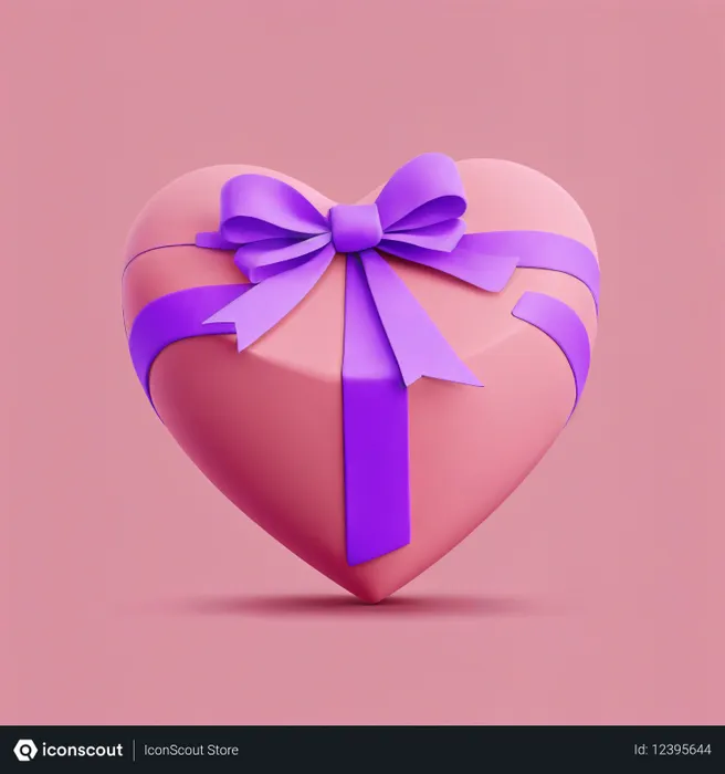 Free Heart-shaped Gift Box With A Ribbon  AI Image