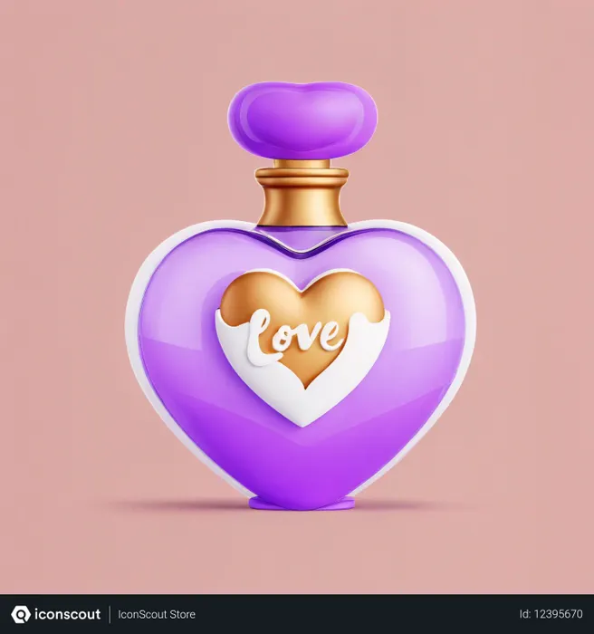 Free Heart-shaped 'Love' Perfume Bottle  AI Image