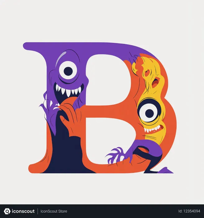 Free Letter B With Monsters  AI Image