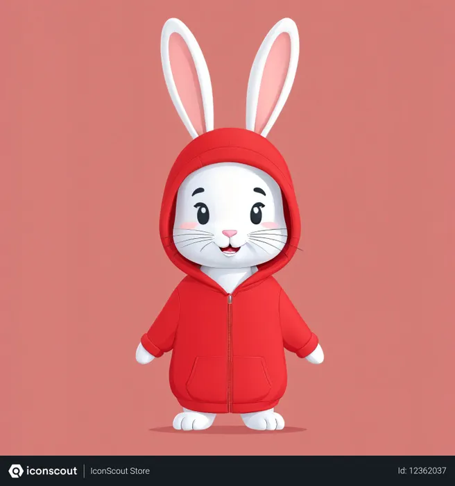 Free Lindo conejito con sudadera roja  Imagen AI