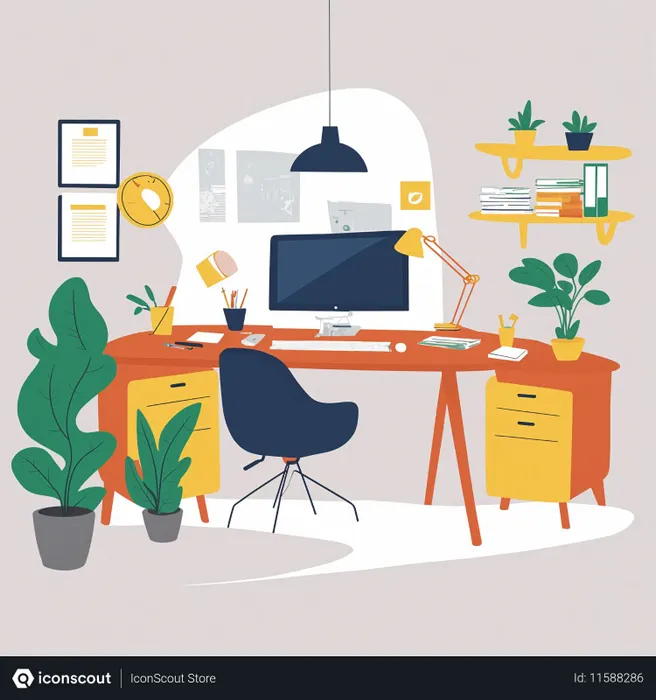 Free Modern Home Office Setup  AI Image