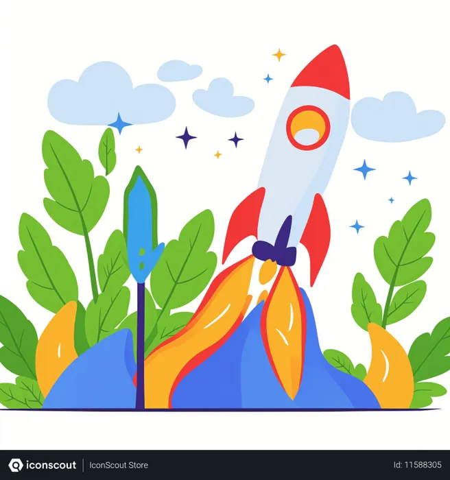 Free Rocket Launching Amidst Nature  AI Image