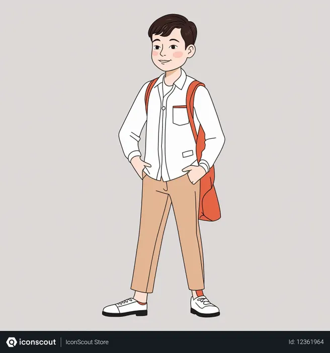 Free Smiling Boy With A Backpack  AI Image