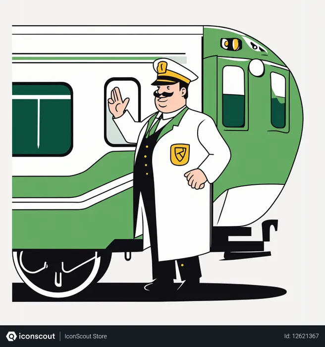 Free Train Conductor Waving  AI Image