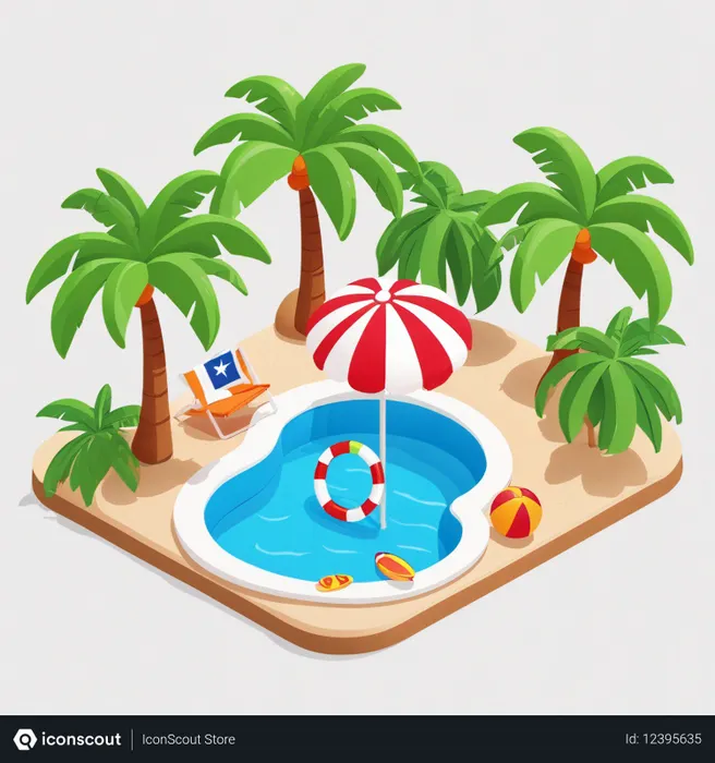 Free Tropical Poolside Retreat  AI Image