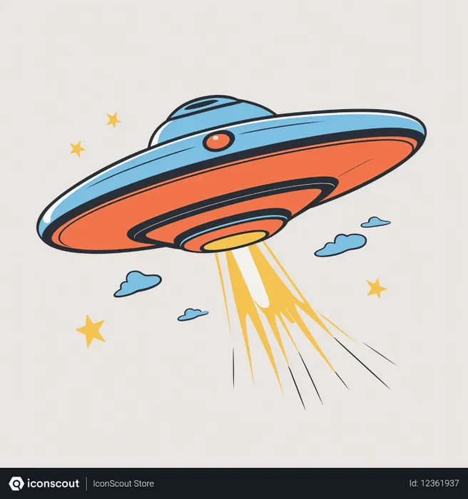 Free UFO Flying Through The Sky With A Beam  AI Image