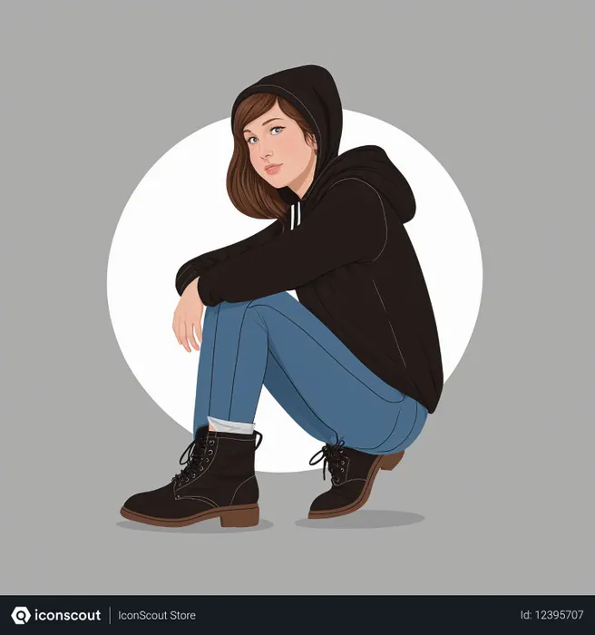 Free Uma mulher com capuz e botas  Imagem de IA