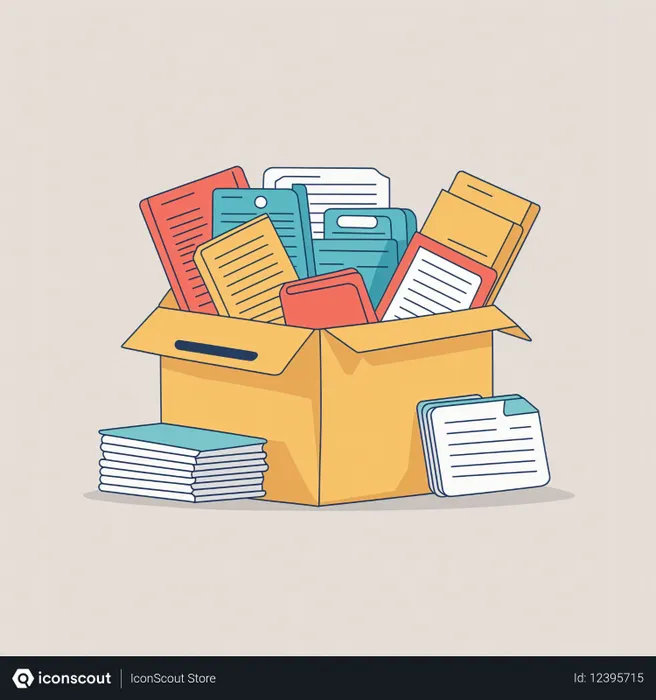 Free Une boîte remplie de documents et de dossiers  Image IA