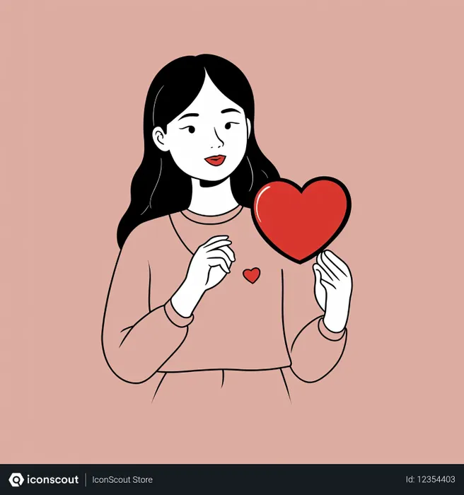 Free Woman Holding Heart  AI Image