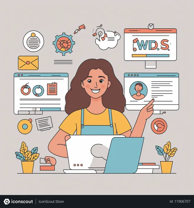 Free Woman Working On Web Design  AI Image