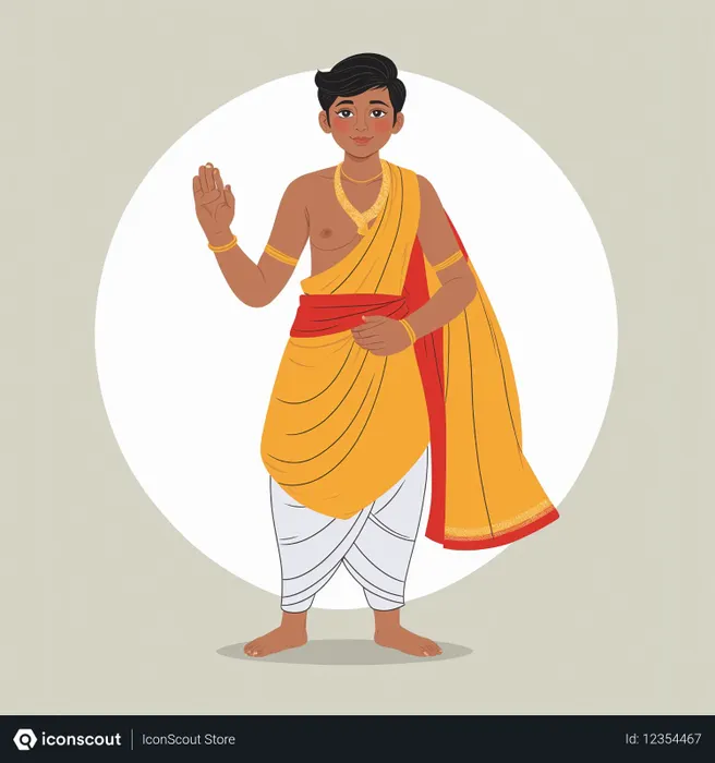 Free Young Indian Boy In Traditional Indian Attire  AI Image