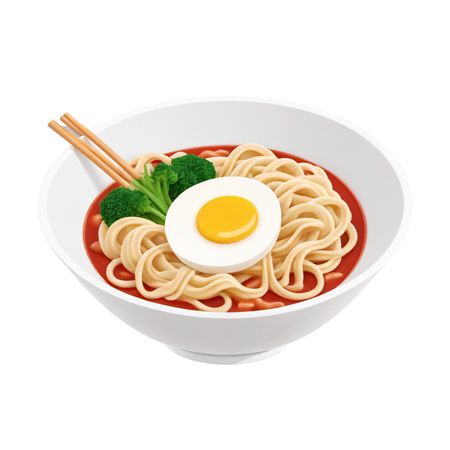 Free A Bowl Of Ramen With Egg And Broccoli  AI Image