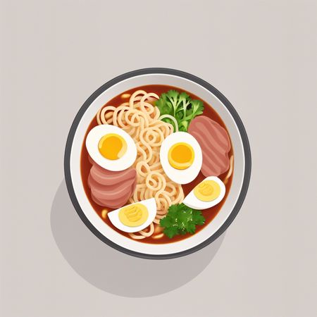 Free A Bowl Of Ramen With Eggs And Meat  AI Image