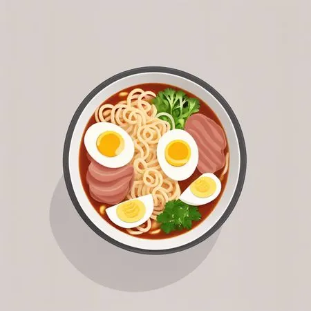 Free A Bowl Of Ramen With Eggs And Meat  AI Image