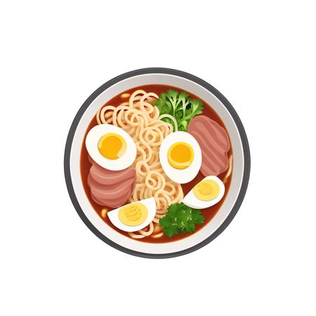 Free A Bowl Of Ramen With Eggs And Meat  AI Image