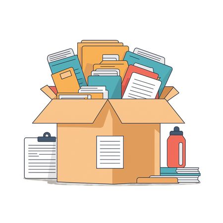 Free A Box Filled With Documents And Office Supplies  AI Image