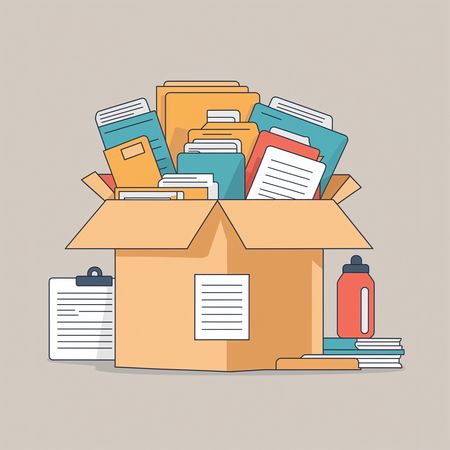 Free A Box Filled With Documents And Office Supplies  AI Image
