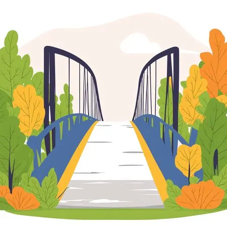 Free A Bridge Surrounded By Autumn Trees  AI Image