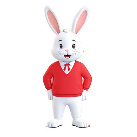 Free A Cute Bunny In A Red Sweater  AI Image