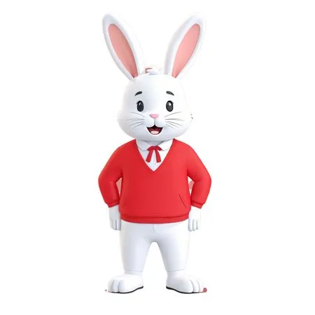 Free A Cute Bunny In A Red Sweater  AI Image