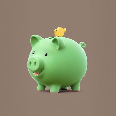 Free A Cute Piggy Bank With A Bird On Top  AI Image