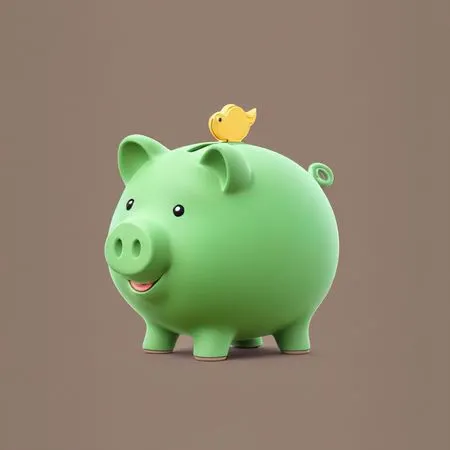 Free A Cute Piggy Bank With A Bird On Top  AI Image