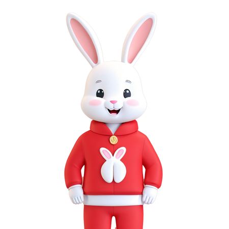 Free A Cute Rabbit In Red Attire  AI Image