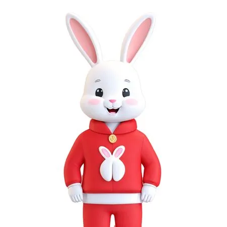 Free A Cute Rabbit In Red Attire  AI Image