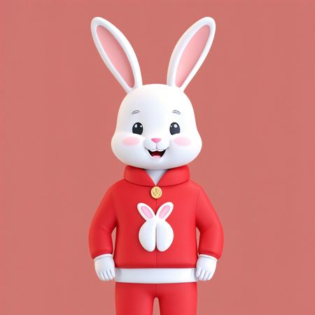 Free A Cute Rabbit In Red Attire  AI Image
