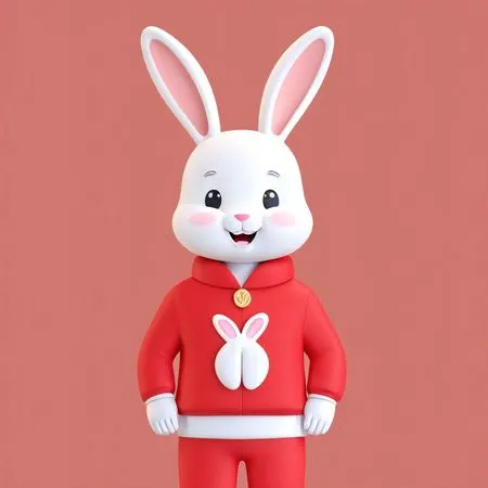 Free A Cute Rabbit In Red Attire  AI Image