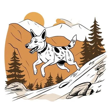 Free 산악 지대에서 달리는 개  AI 이미지