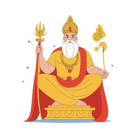Free A Hindu Deity With A Trident And Staff  AI Image