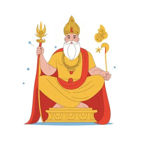 Free A Hindu Deity With A Trident And Staff  AI Image