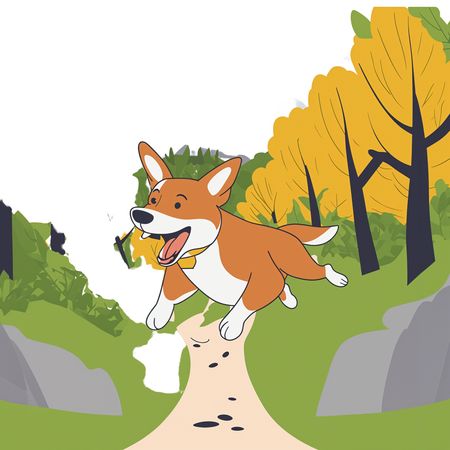 Free A Joyful Corgi Running On A Forest Path  AI Image