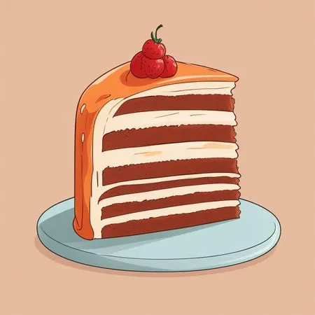 Free A Layered Cake Slice With Frosting And Berries  AI Image