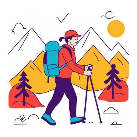Free A Person Hiking In The Mountains  AI Image